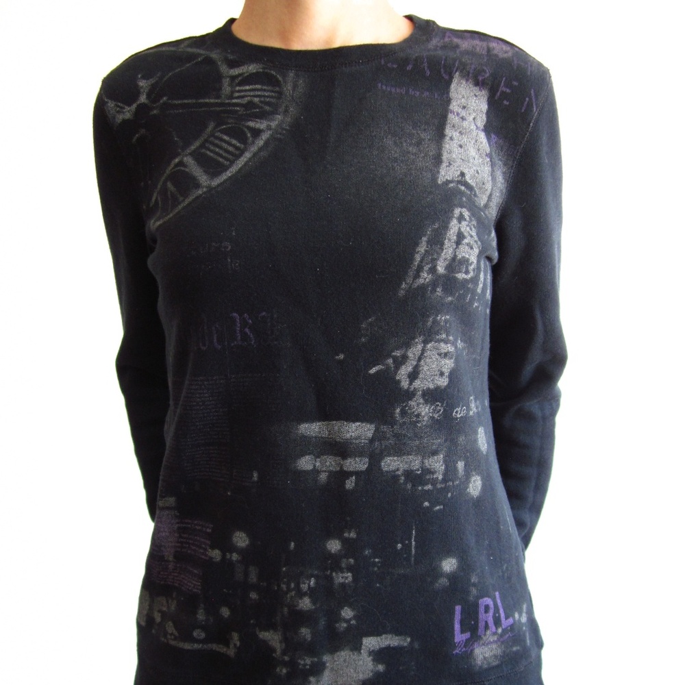 Lauren Ralph - Black Graphic Crew Neck Sweater